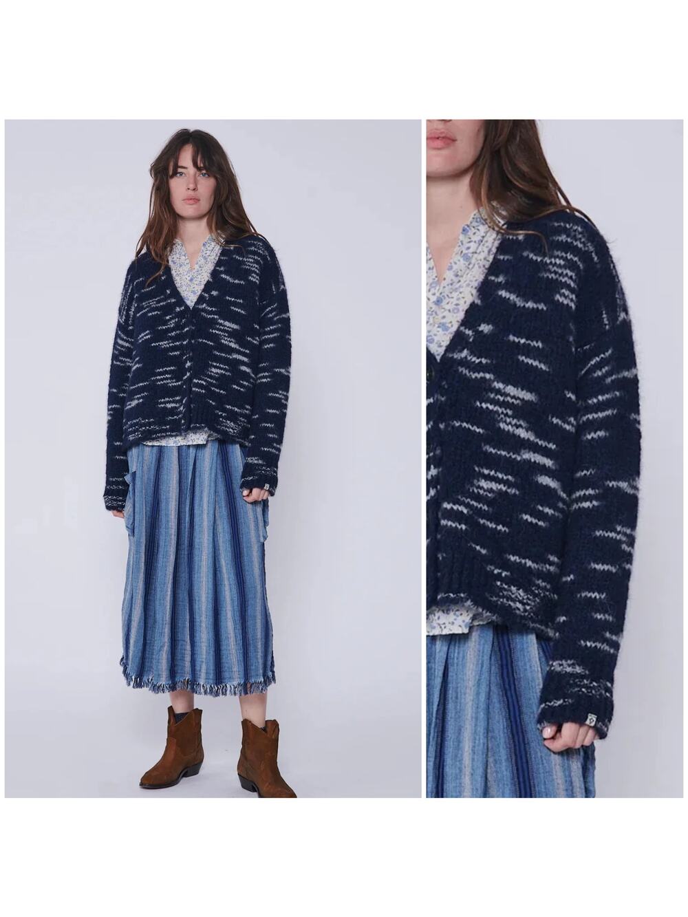 BSBEE the Scotland Cardigan Navy Baby Alpaca wool blend Sz Small